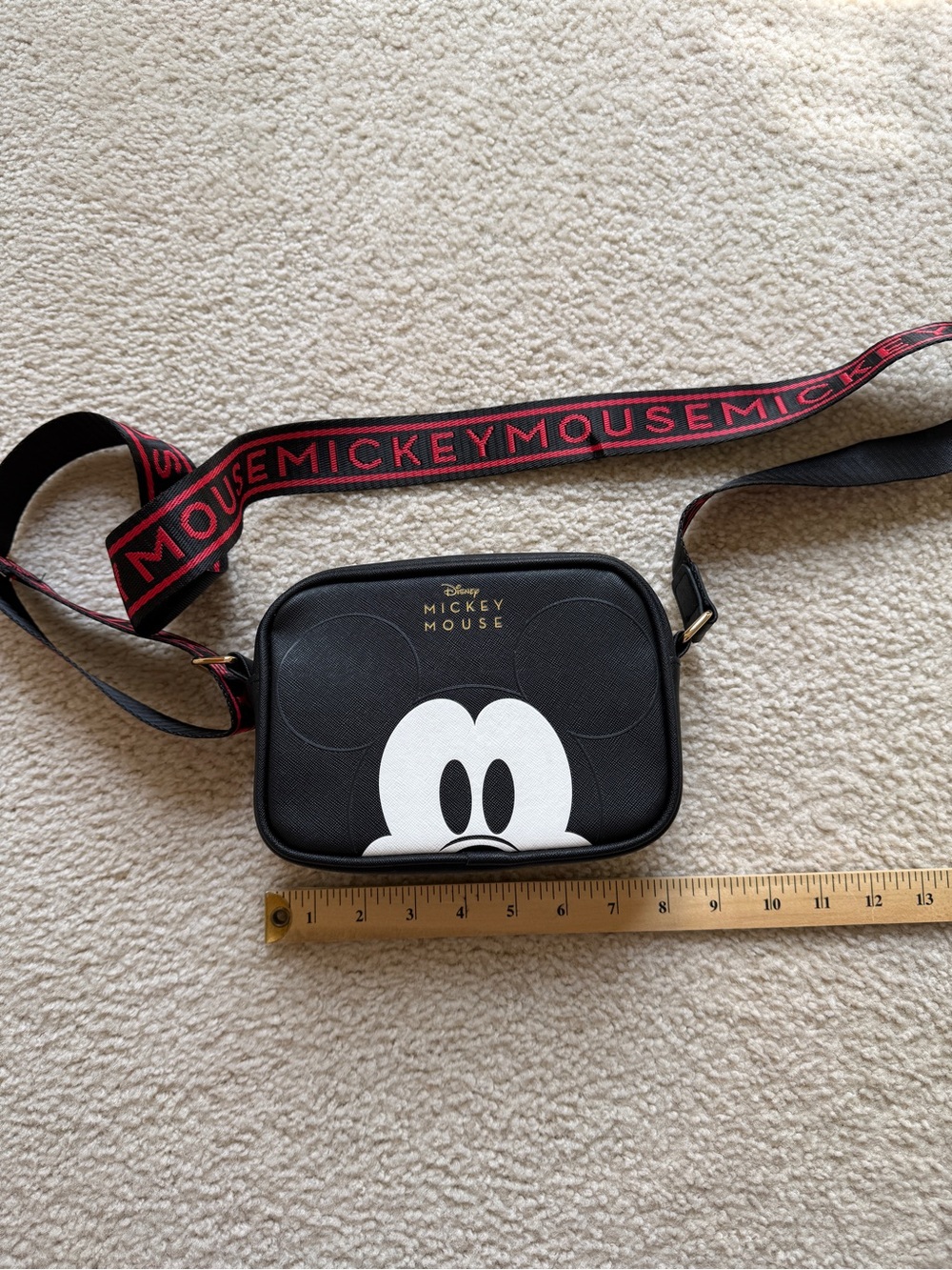 Disney Mickey Mouse Black Crossbody Messenger Bag with Branded Strap